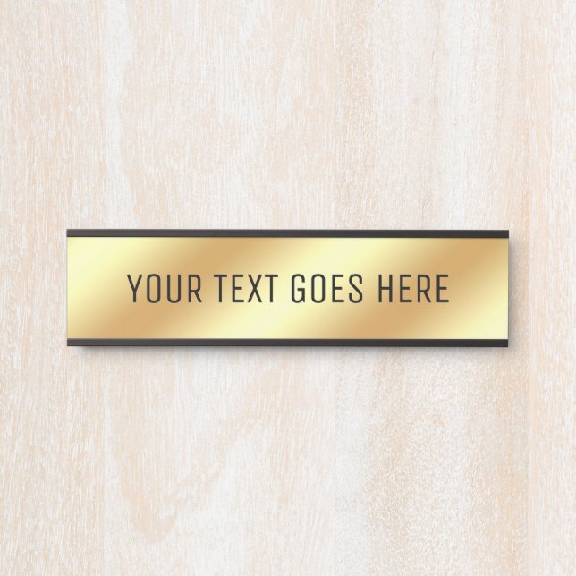 Customisable Modern Glamour Black Gold Elegant Door Sign (Front)