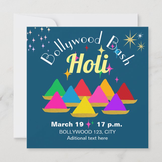Customisable Modern Holi Festival Colours  Invitation (Front)