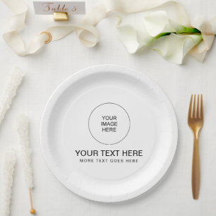 Customisable Modern Minimalist Round Template Paper Plate