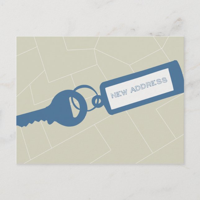 Customisable Modern Moving Announcement // Blue Postcard (Front)