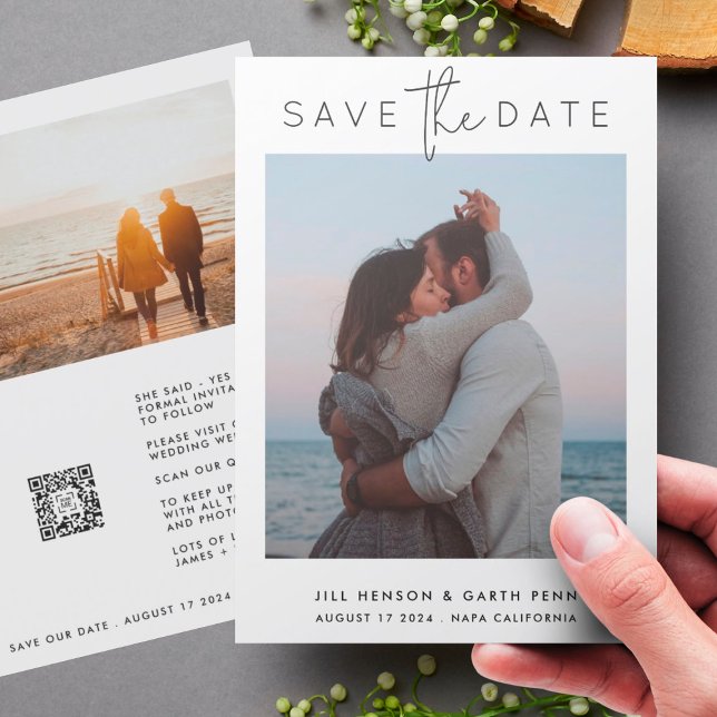 Customisable Modern Multi Photo Qr Code Save The Date (Creator Uploaded)