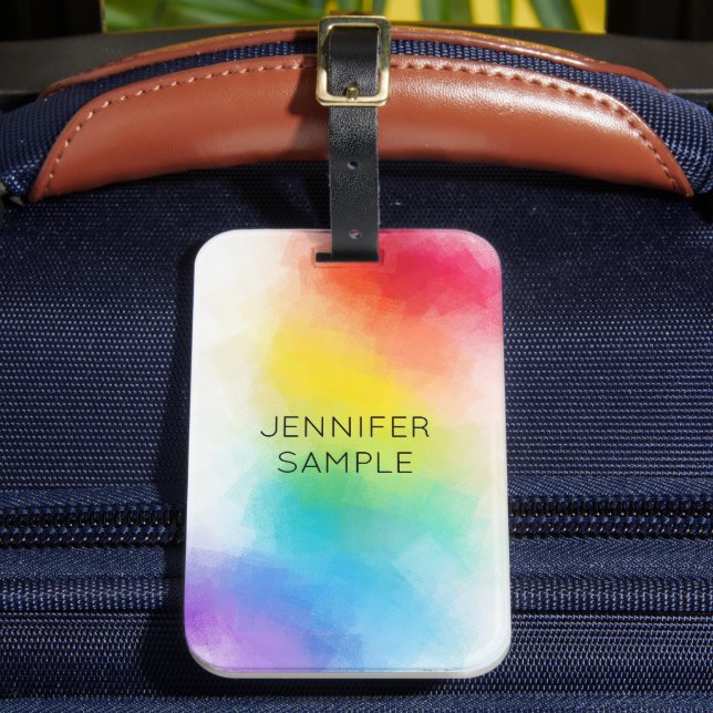 Customisable Modern Rainbow Colours Template Luggage Tag (Front Insitu 2)