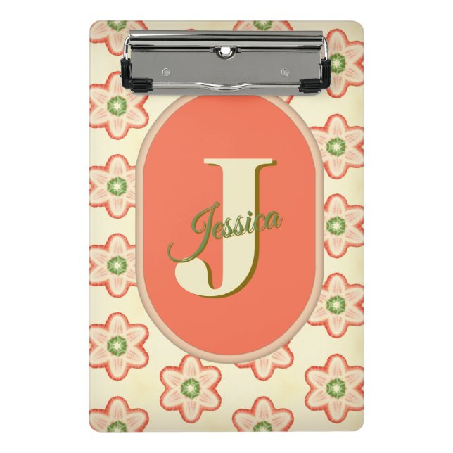 Customisable Modern Retro Monogram Mini Clipboard (Front)