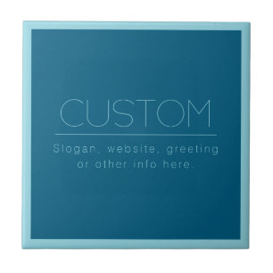 Customisable Modern Text   Ocean & Robin Egg Blue Tile