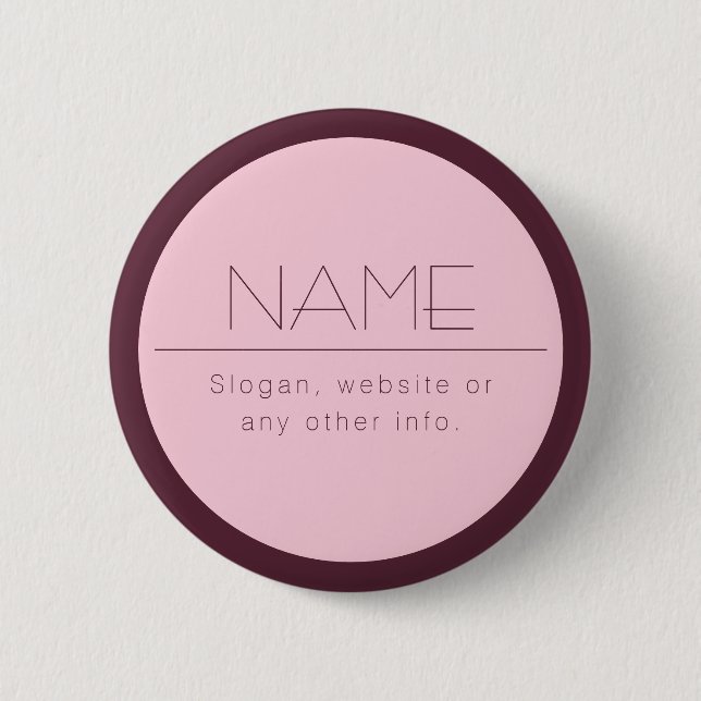 Customisable Modern Text w/Border 6 Cm Round Badge (Front)
