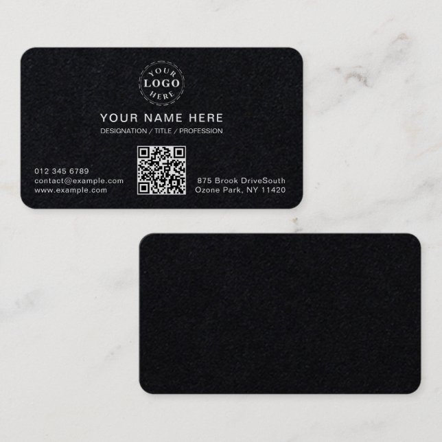 Customisable Modern White Rounded Premium Black Business Card (Front/Back)
