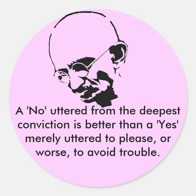 Customisable Mohandas Gandhi Quote Classic Round Sticker (Front)