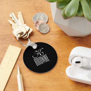 Customisable Monogram Black and White Design Key Ring