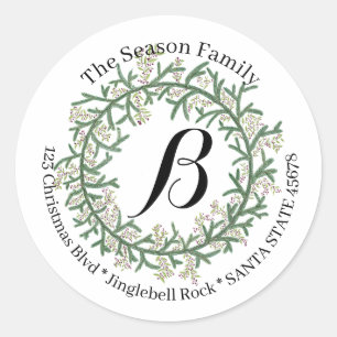 Customisable Monogram Christmas Classic Round Sticker