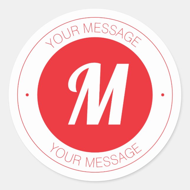 Customisable Monogram & Circular Text Template Classic Round Sticker (Front)