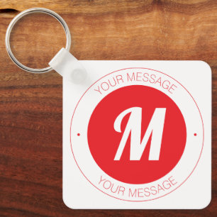 Customisable Monogram & Circular Text Template Key Ring