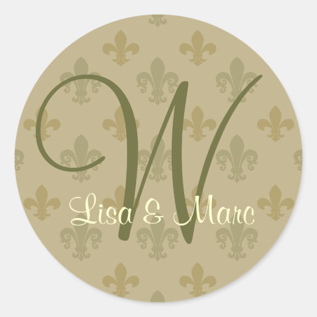 Customisable Monogram Classic Round Sticker (Front)
