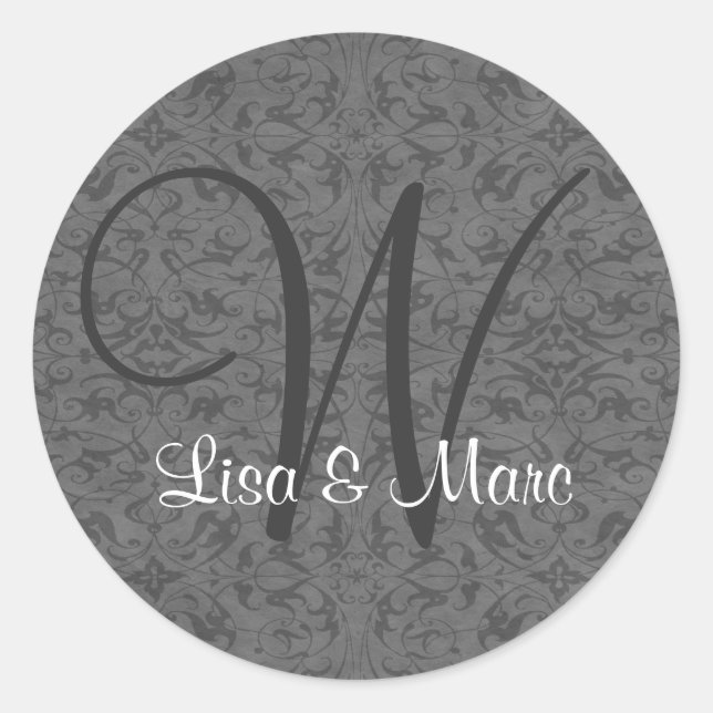 Customisable Monogram Classic Round Sticker (Front)