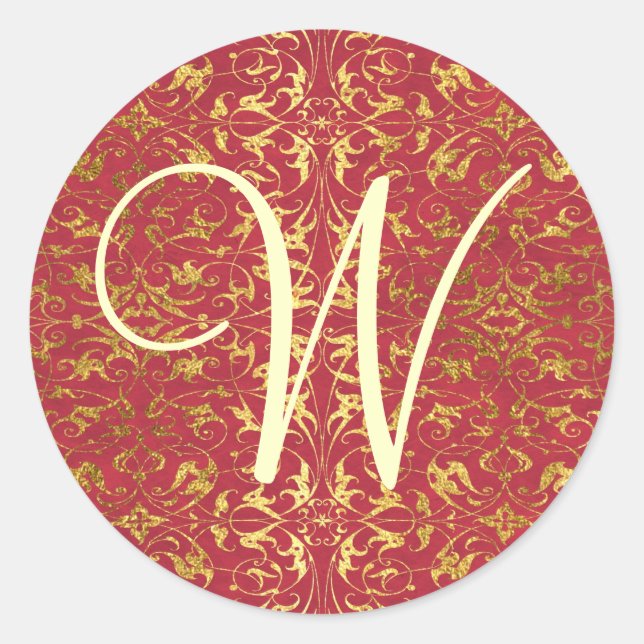 Customisable Monogram Classic Round Sticker (Front)