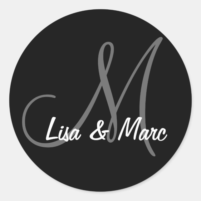 Customisable Monogram Classic Round Sticker (Front)