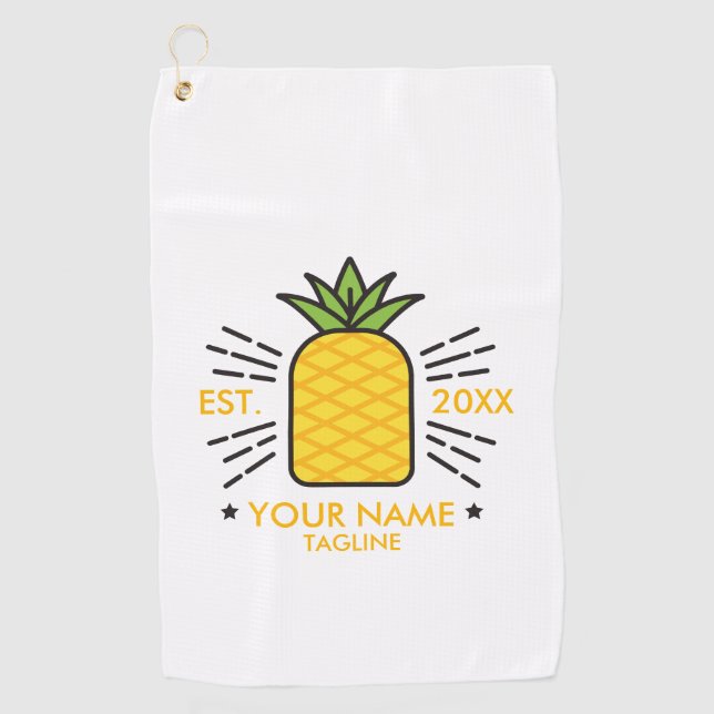 Customisable Monogram Cute Fruit Pineapple Golf Towel (Front)