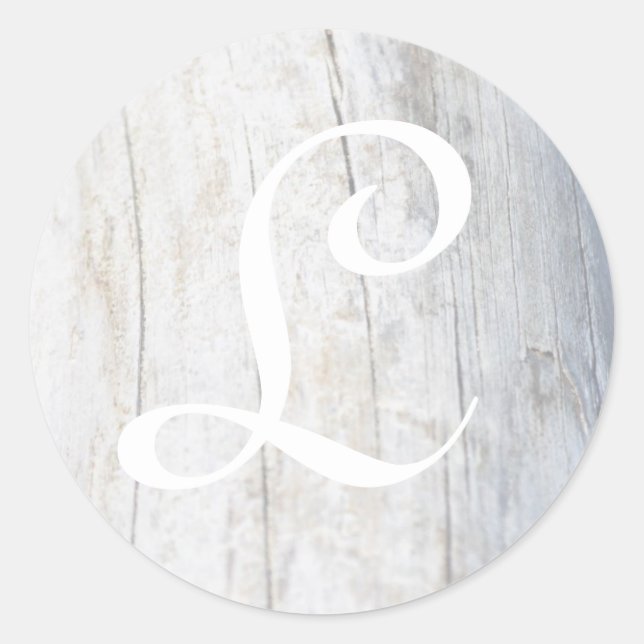 Customisable Monogram Driftwood Classic Round Sticker (Front)