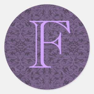 Customisable Monogram F Classic Round Sticker