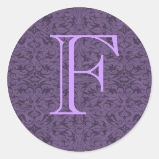 Customisable Monogram F Classic Round Sticker