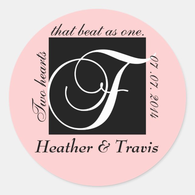 Customisable Monogram F Wedding Sticker (Front)