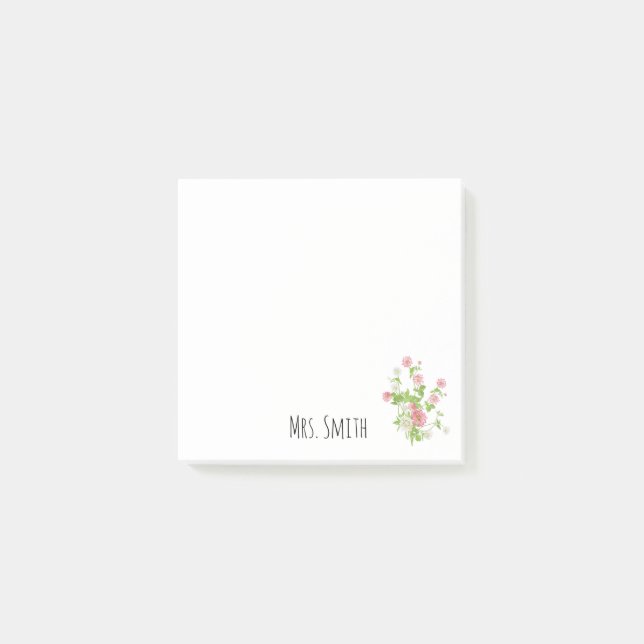 Customisable Monogram Floral  Post-it Notes (Front)
