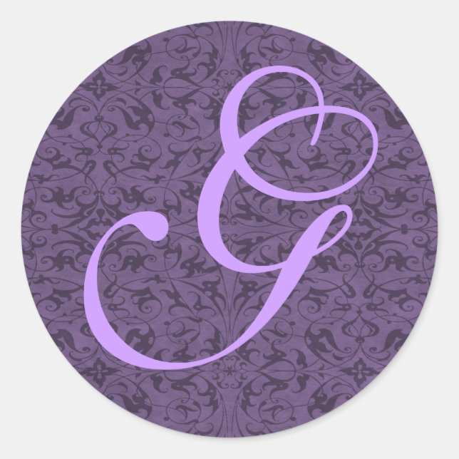 Customisable Monogram G Classic Round Sticker (Front)