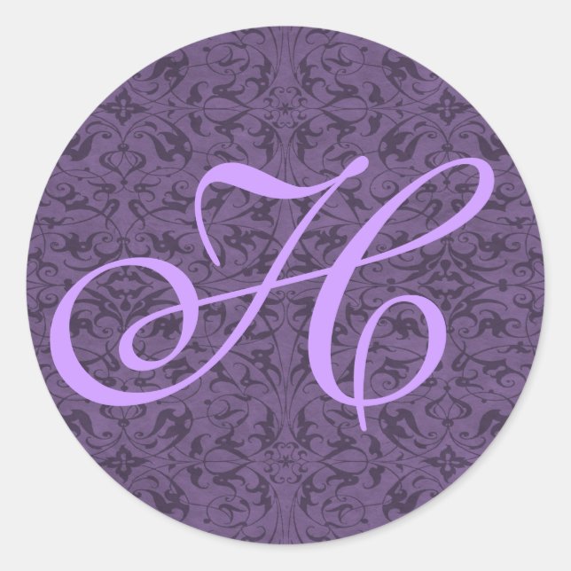 Customisable Monogram H Classic Round Sticker (Front)