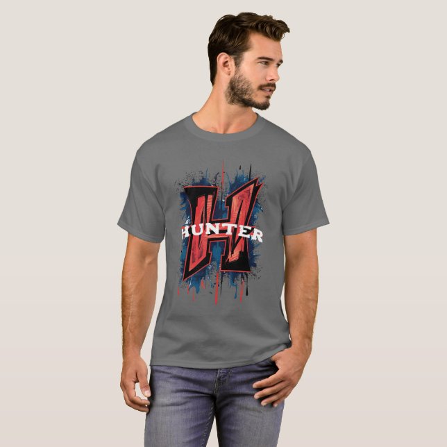 Customisable Monogram "H": Graffiti Spray Paint T-Shirt (Front Full)
