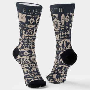 Customisable Monogram Initial  Aztec Style design Socks