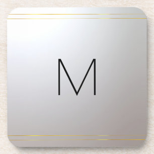 Customisable Monogram Initial Template Gold Silver Coaster