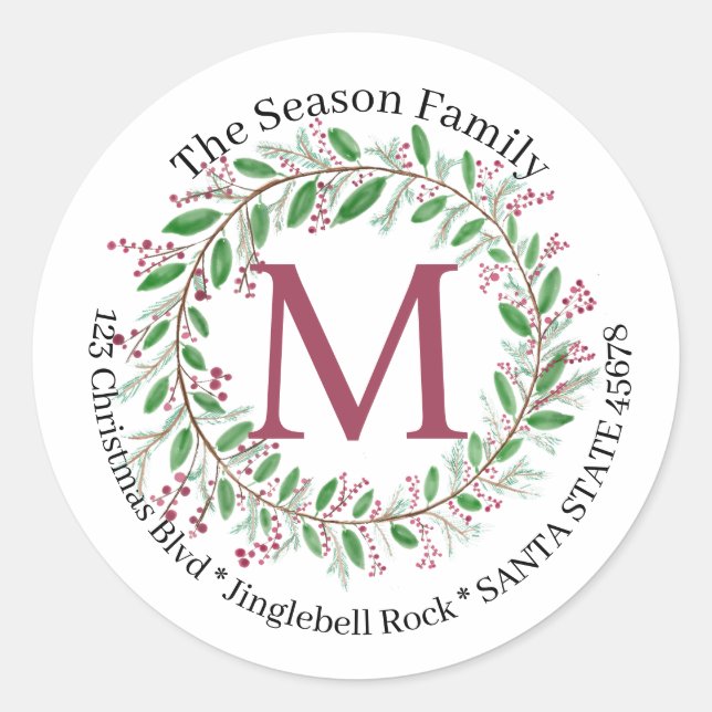 Customisable Monogram Label Christmas (Front)
