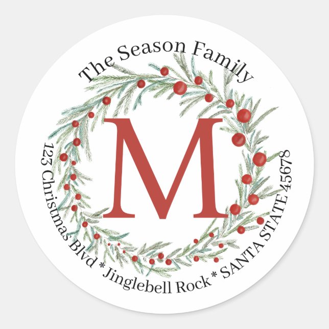 Customisable Monogram Label Christmas (Front)