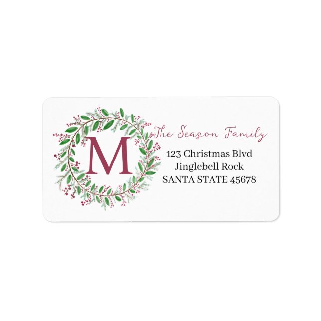 Customisable Monogram Label Christmas (Front)
