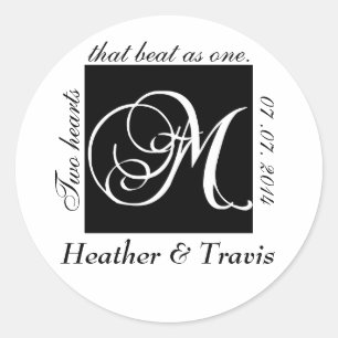 Customisable Monogram M Wedding Sticker Black