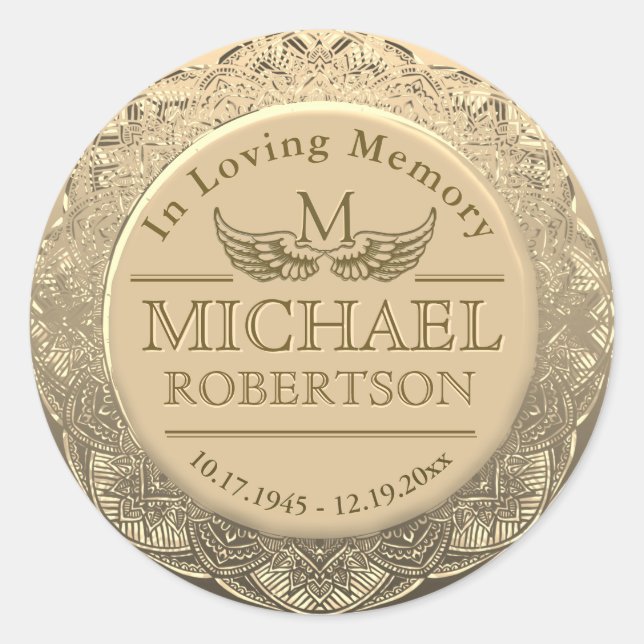Customisable Monogram Memorial Gold Seal (Front)