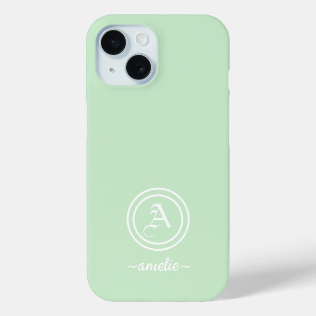 Customisable Monogram & Name Green Phone Case (Back)
