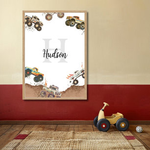 Customisable Monogram Name Monster Truck Poster