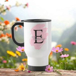 Customisable Monogram Travel Mug with Colour Accen