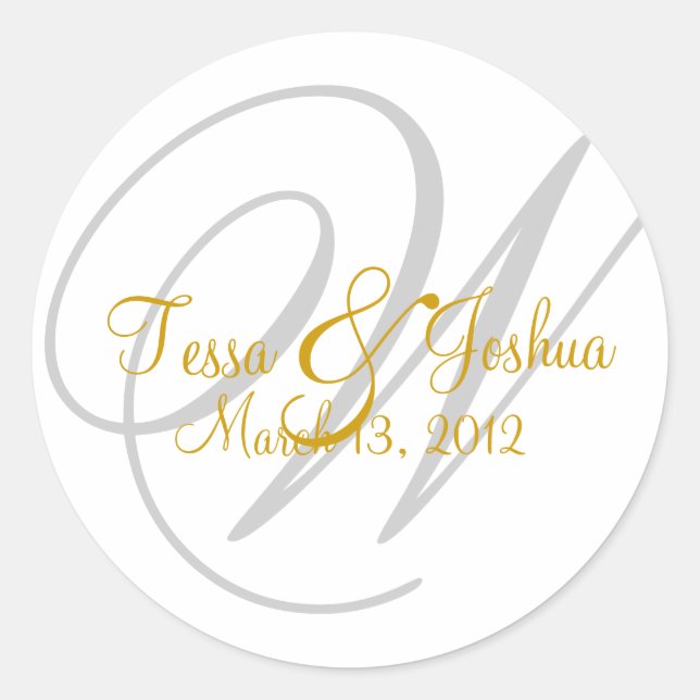 Customisable Monogram Wedding Initial Seal Sticker (Front)