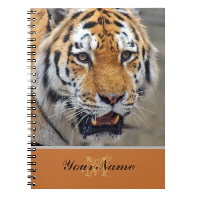Customisable Monogram with a majestic tiger! Notebook (Front)