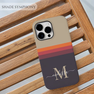Customisable Monogram with Cute Stripe Colour Bloc iPhone 14 Pro Max Case