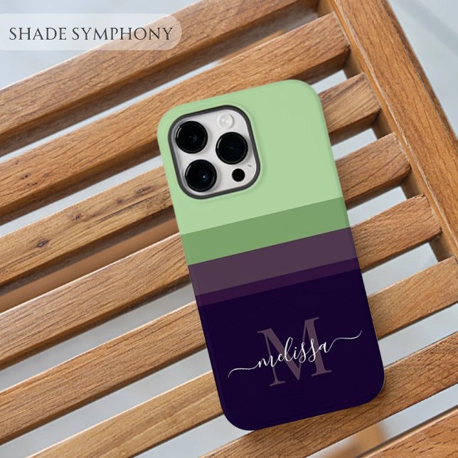 Customisable Monogram with Cute Stripe Colour Bloc iPhone Case (Customizable Monogram with Cute Stripe Color Block Case-Mate iPhone Case)