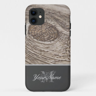 Customisable Monogram with wooden grunge! iPhone 11 Case