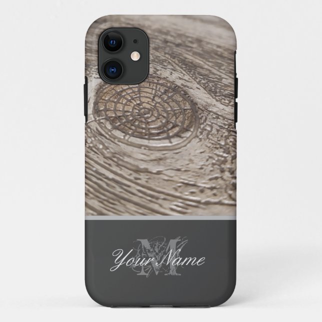 Customisable Monogram with wooden grunge! Case-Mate iPhone Case (Back)