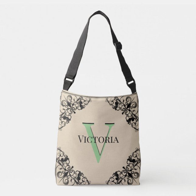 Customisable Monogrammed Cross - Body Tote Bag (Front)
