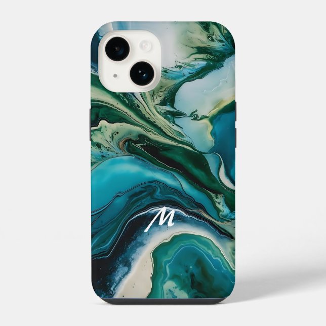Customisable Monogrammed Marble Resin Design  iPhone Case (Back)