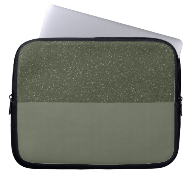 Customisable Moss Green Glitter Laptop Sleeve (Front)