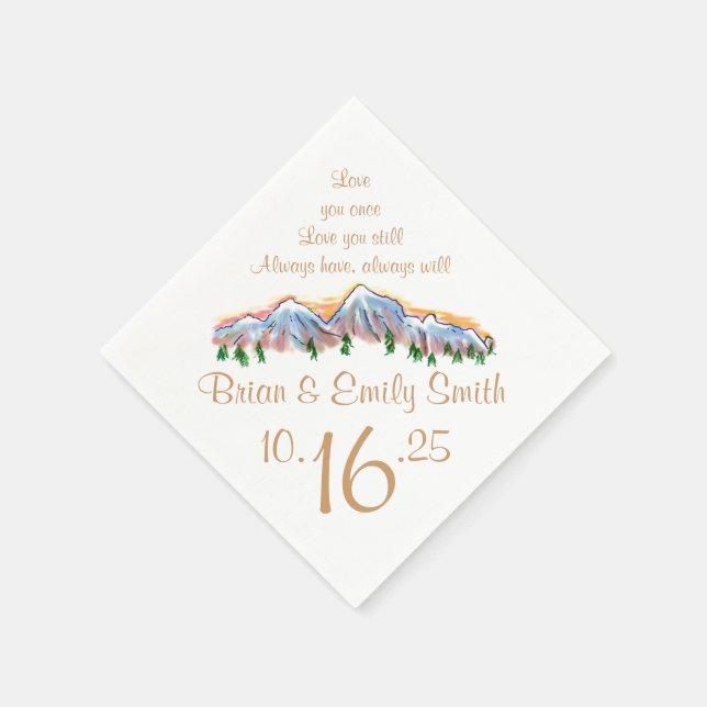 Customisable mountain top artistic paper napkins (Corner)