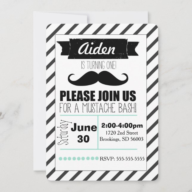 Customisable Moustache Party Invitation (Front)