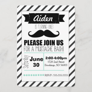 Customisable Moustache Party Invitation